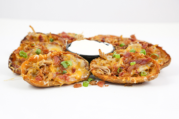 Blue Moose STUFFED POTATO SKINS WITH BBQ PULLED PORK